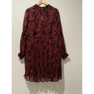 NEW TORRID Mini Turtleneck‎ Crinkle Chiffon Pleated Dress Plus Size 3XL Burgundy